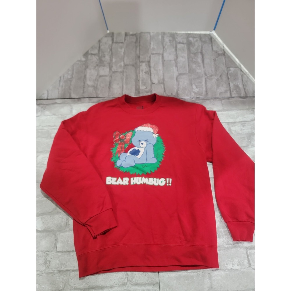 Fruit of the Loom Medium Red Sweatshirt Grumpy Bear Bear Humbug Care Bears Flaws